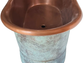 Green Patina Antique Copper Freestanding Bathtub 1.8m Luxury Soaking Tub-Graffitiwallarts