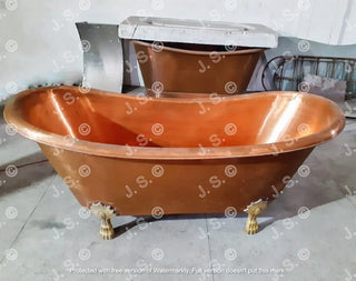 Green Patina Antique Copper Freestanding Bathtub 1.8m Luxury Soaking Tub-Graffitiwallarts