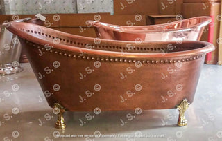 Green Patina Antique Copper Freestanding Bathtub 1.8m Luxury Soaking Tub-Graffitiwallarts