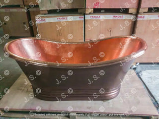 Green Patina Antique Copper Freestanding Bathtub 1.8m Luxury Soaking Tub-Graffitiwallarts
