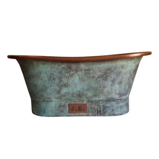 Green Patina Antique Copper Freestanding Bathtub 1.8m Luxury Soaking Tub-Graffitiwallarts