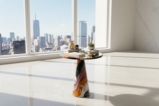 Hand-Painted Round Artistic Side Table – 
