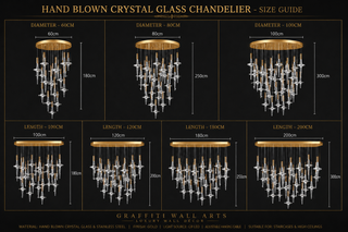 Hand Blown Crystal Glass Chandelier with LED Bulbs – Pendant Light for Hallways