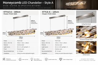 Waben-LED-Kronleuchter für Kücheninsel – Stil A & B, 80–120cm