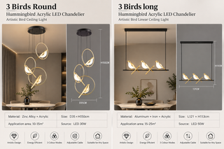 Hummingbird Acrylic LED Chandelier – Artistic Bird Ceiling, Wall & Table Light