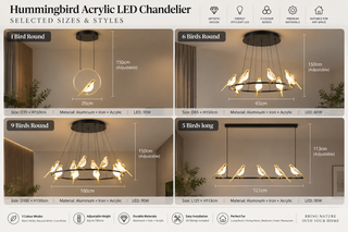Hummingbird Acrylic LED Chandelier – Artistic Bird Ceiling, Wall & Table Light