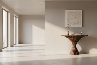Italian Black Walnut Console Table Entryway Luxury Solid Wood Semicircle-GraffitiWallArts.com