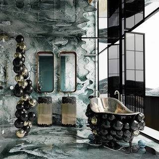 Italian Light Luxury Freestanding Bathtub Creative Bubble Design Enameled Steel-Graffitiwallarts