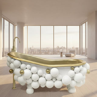 Italian Light Luxury Freestanding Bathtub Creative Bubble Design Enameled Steel-Graffitiwallarts