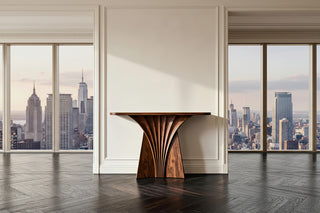 Italian Minimalist Black Walnut Wood Console Table – Solid Wood-Graffitiwallarts