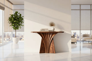 Italian Minimalist Black Walnut Wood Console Table – Solid Wood-Graffitiwallarts