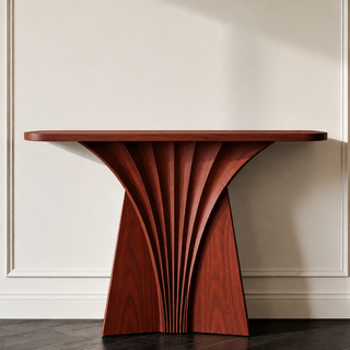 Italian Minimalist Black Walnut Wood Console Table – Solid Wood-Graffitiwallarts