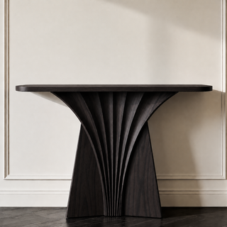 Italian Minimalist Black Walnut Wood Console Table – Solid Wood-Graffitiwallarts
