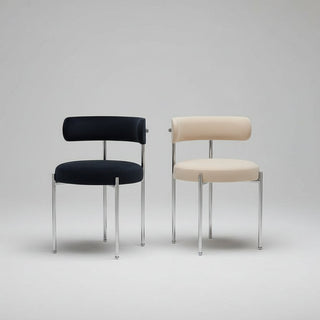 Italian Minimalist Dining Chair with Metal Frame – Artistic Wabi-Sabi Style-GraffitiWallArts.com