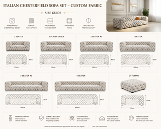 Italian Chesterfield Sofa Set – Custom Fabric