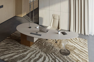 Italian Curved Premium Leather Executive Desk