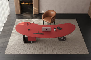 Italian Curved Saddle Leather Executive Desk