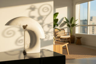 Italian Marble-Effect Sculptural Table Lamp