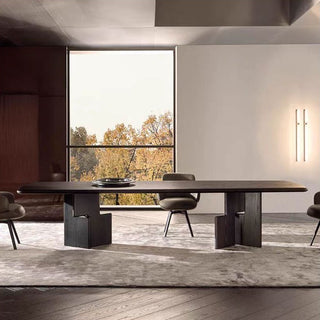 Italian Minimalist Dark Walnut Wood Dining Table