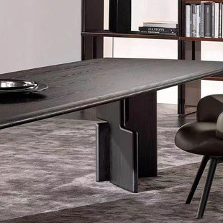 Italian Minimalist Dark Walnut Wood Dining Table