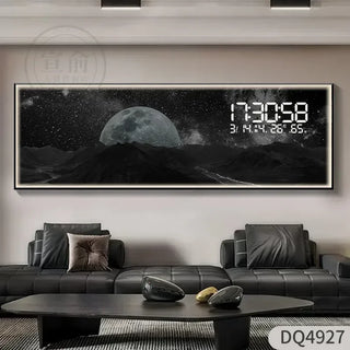 Large Moon LED Digital Wall Clock – Aesthetic Modern Decor Timepiece-GraffitiWallArts.com