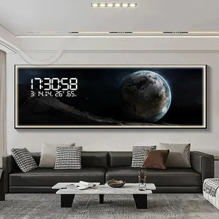 Large Moon LED Digital Wall Clock – Aesthetic Modern Decor Timepiece-GraffitiWallArts.com