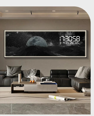 Large Moon LED Digital Wall Clock – Aesthetic Modern Decor Timepiece-GraffitiWallArts.com
