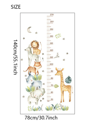 Lion Elephant Height Chart Wall Sticker for Kids-GraffitiWallArts