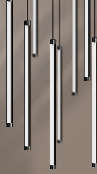 Long Aluminium Tube Staircase Chandelier Lighting – Lampshade ABS Hardware Base-GraffitiWallArts.com