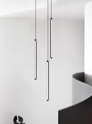 Long Aluminium Tube Staircase Chandelier Lighting – Lampshade ABS Hardware Base-GraffitiWallArts.com