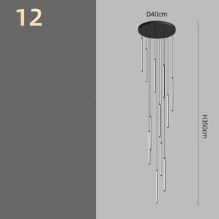 Long Aluminium Tube Staircase Chandelier Lighting – Lampshade ABS Hardware Base-GraffitiWallArts.com