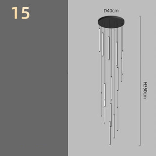 Long Aluminium Tube Staircase Chandelier Lighting – Lampshade ABS Hardware Base-GraffitiWallArts.com