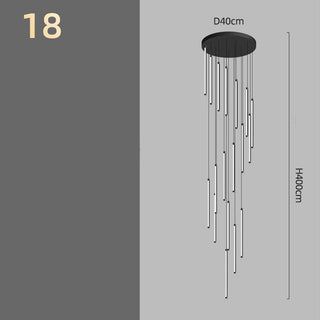 Long Aluminium Tube Staircase Chandelier Lighting – Lampshade ABS Hardware Base-GraffitiWallArts.com