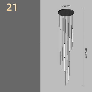 Long Aluminium Tube Staircase Chandelier Lighting – Lampshade ABS Hardware Base-GraffitiWallArts.com