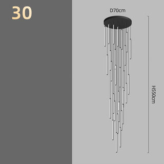 Long Aluminium Tube Staircase Chandelier Lighting – Lampshade ABS Hardware Base-GraffitiWallArts.com