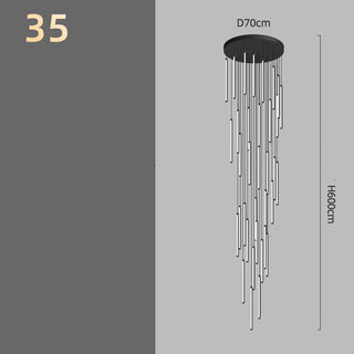 Long Aluminium Tube Staircase Chandelier Lighting – Lampshade ABS Hardware Base-GraffitiWallArts.com