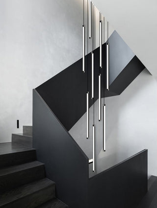 Long Aluminium Tube Staircase Chandelier Lighting – Lampshade ABS Hardware Base-GraffitiWallArts.com