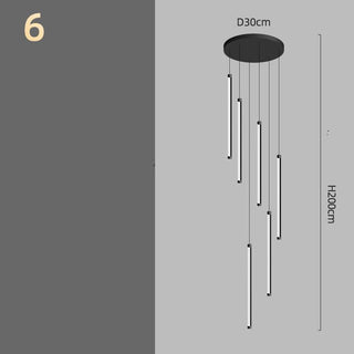 Long Aluminium Tube Staircase Chandelier Lighting – Lampshade ABS Hardware Base-GraffitiWallArts.com