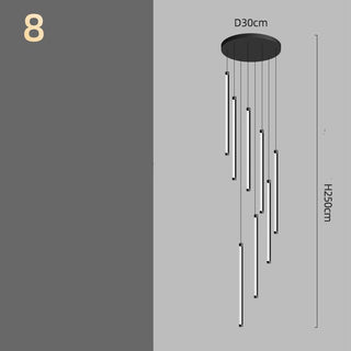 Long Aluminium Tube Staircase Chandelier Lighting – Lampshade ABS Hardware Base-GraffitiWallArts.com