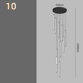 Long Aluminium Tube Staircase Chandelier Lighting – Lampshade ABS Hardware Base-GraffitiWallArts.com