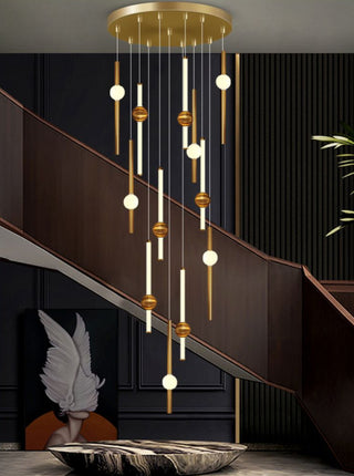 Long Tubes Glass Staircase Chandelier Lighting – Modern Glass Pendant-GraffitiWallArt