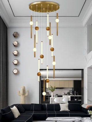 Long Tubes Glass Staircase Chandelier Lighting – Modern Glass Pendant-GraffitiWallArt