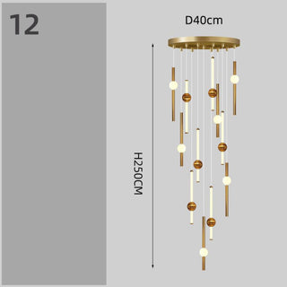 Long Tubes Glass Staircase Chandelier Lighting – Modern Glass Pendant-GraffitiWallArt