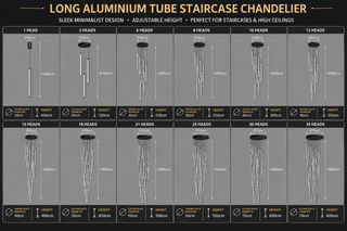 Lange aluminium buis trap kroonluchter verlichting – Lampenkap ABS hardware basis