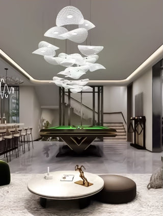 Lotus Leaf Glass Pendant Staircase Chandelier-Graffitiwallarts.com