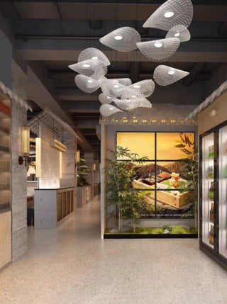 Lotus Leaf Glass Pendant Staircase Chandelier-Graffitiwallarts.com