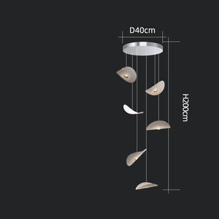 Lotus Leaf Glass Pendant Staircase Chandelier-Graffitiwallarts.com