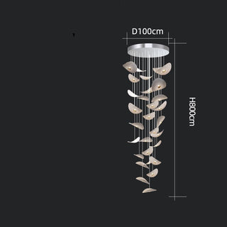Lotus Leaf Glass Pendant Staircase Chandelier-Graffitiwallarts.com