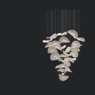 Lotus Leaf Glass Pendant Staircase Chandelier-Graffitiwallarts.com