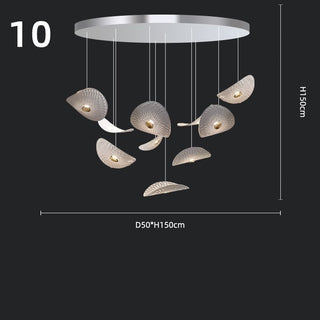 Lotus Leaf Glass Pendant Staircase Chandelier-Graffitiwallarts.com